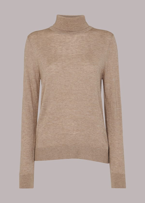 Oatmeal Sparkle Polo Neck Knit