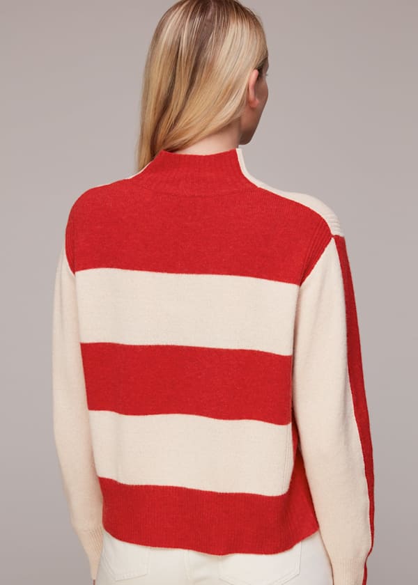 Red Color Block Wool Sweater