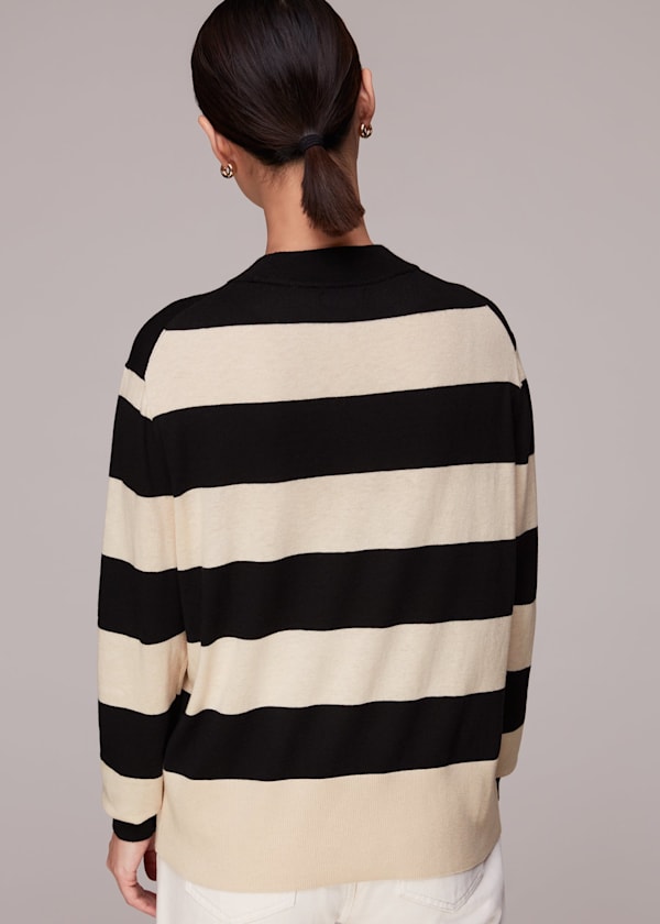 Black Stripe High Neck Sweater