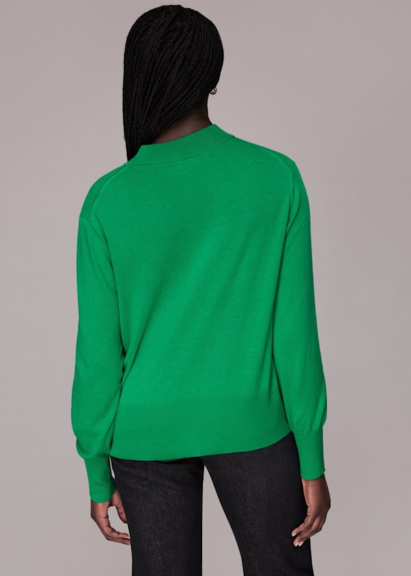Green Mae High Neck Sweater