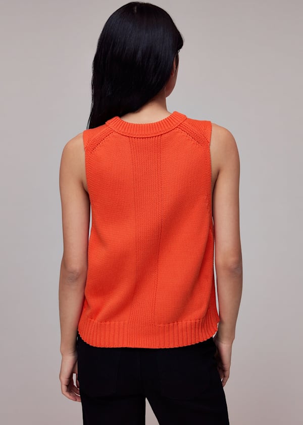 Red Indie Rib Detail Sweater Vest