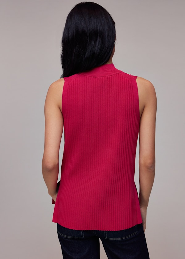 Pink High Neck Rib Tunic