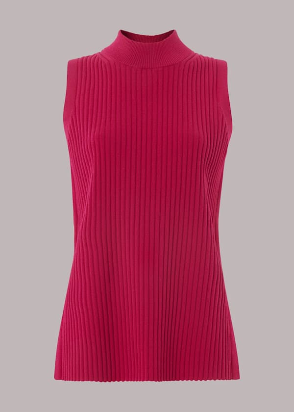 Pink High Neck Rib Tunic