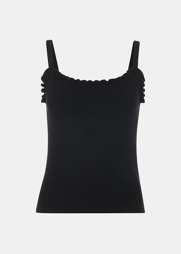 Black Frill Trim Vest