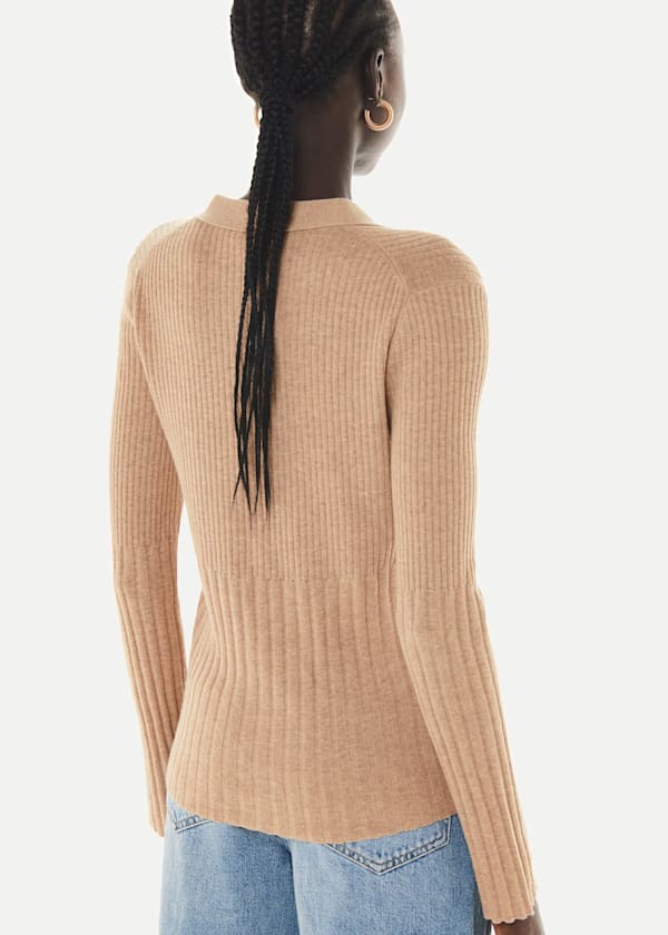 Camel Ribbed Cardigan