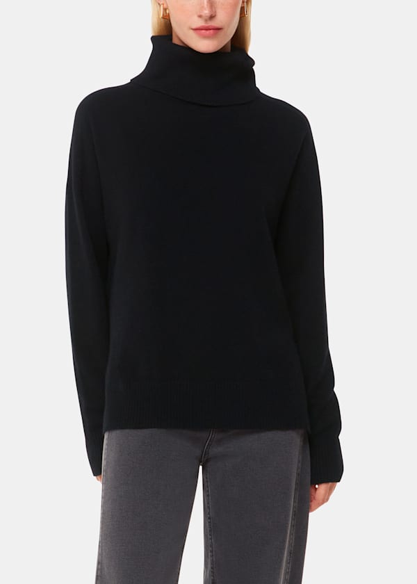 Black Cashmere Roll Neck