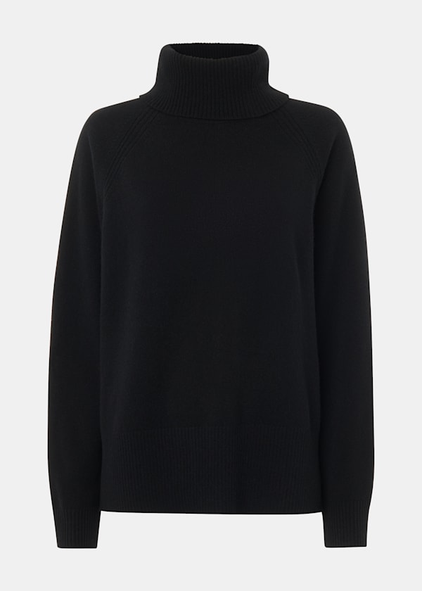 Black Cashmere Roll Neck