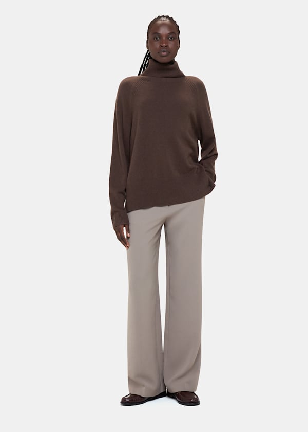 Brown Cashmere Roll Neck