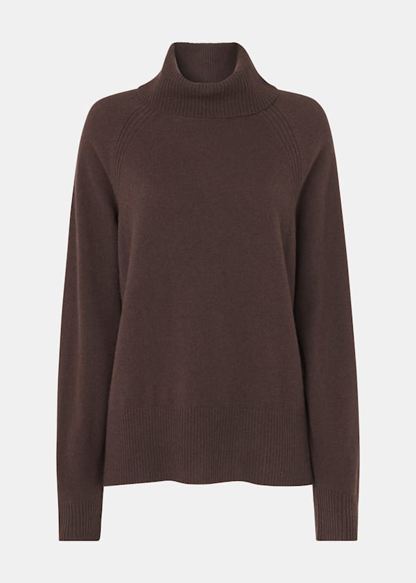 Brown Cashmere Turtleneck Sweater