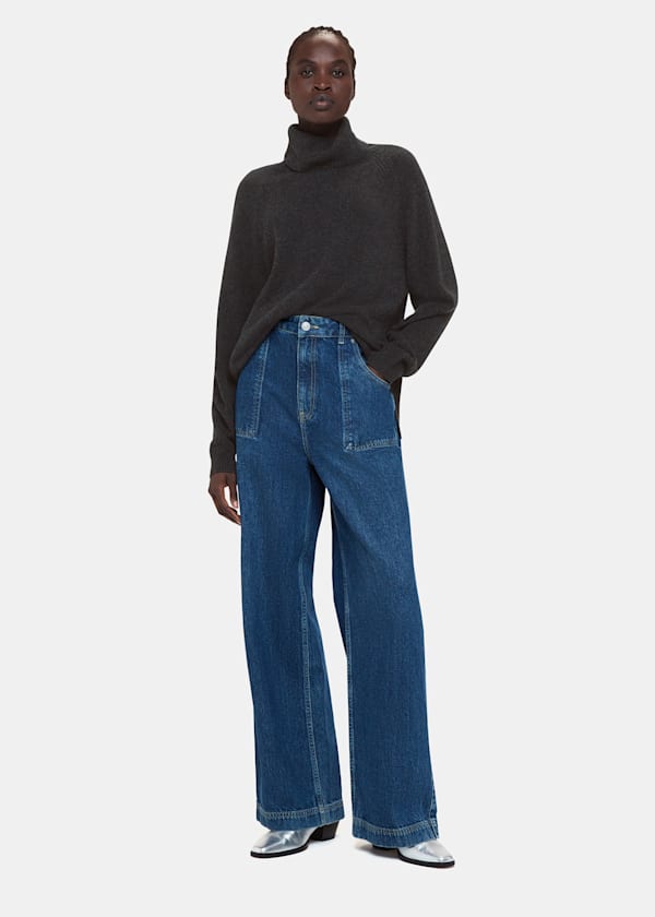 Dark Grey Cashmere Roll Neck