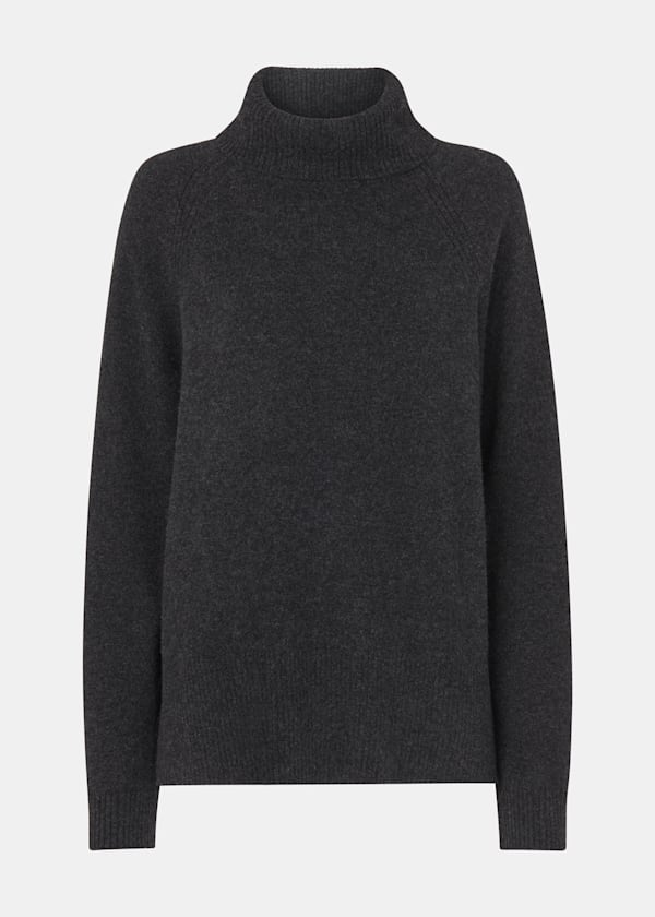 Dark Grey Cashmere Roll Neck