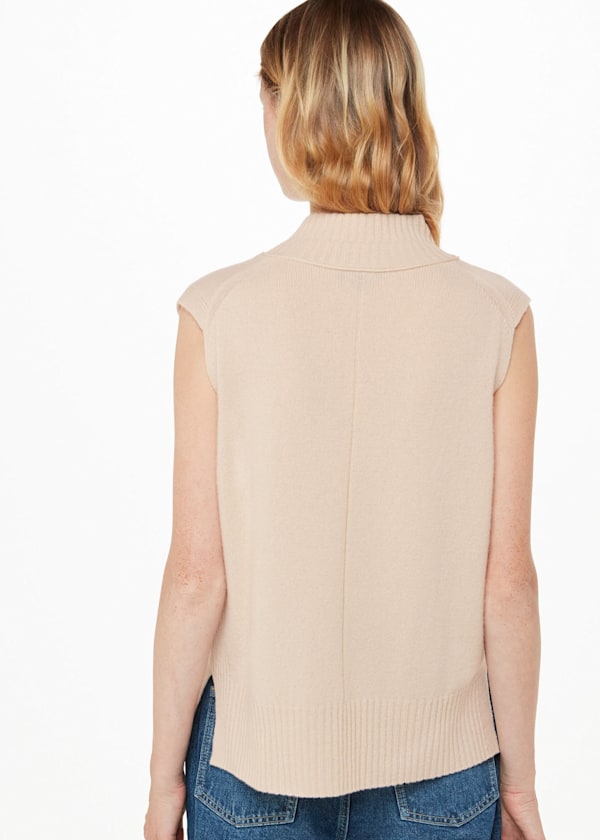 Ivory Wool V Neck Sweater Vest