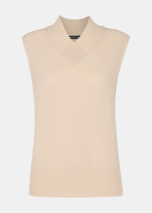 Ivory Wool V Neck Tank