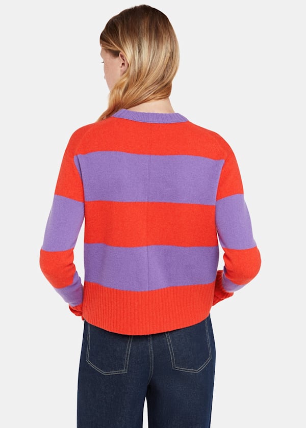 Red Wool Block Stripe Jumper