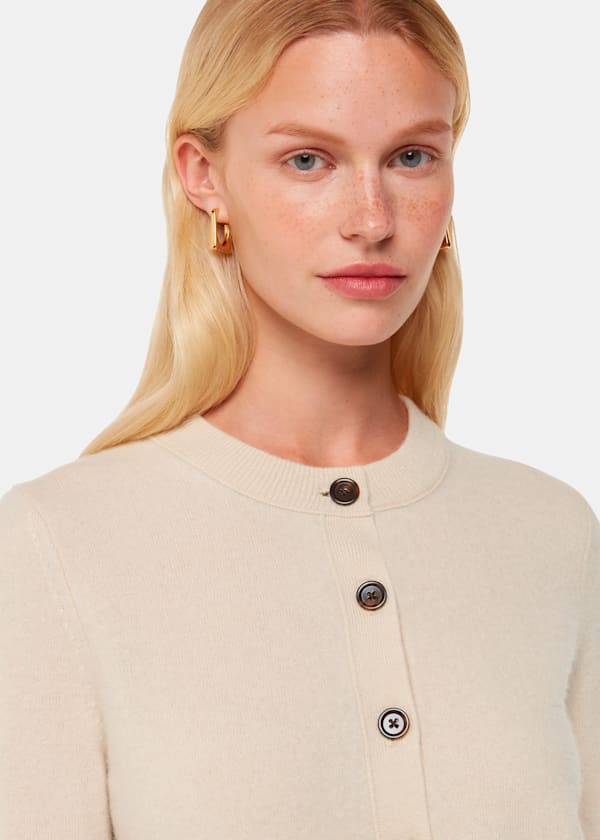 Ivory Wool Cropped Cardigan