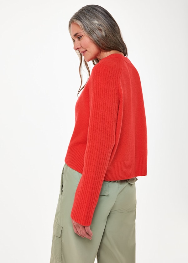 Red Anna Wool Mix Crew Sweater