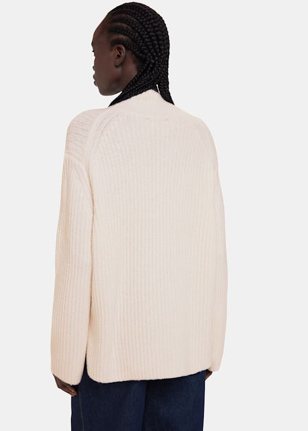 Ivory Wool Mix Rib Mock Neck