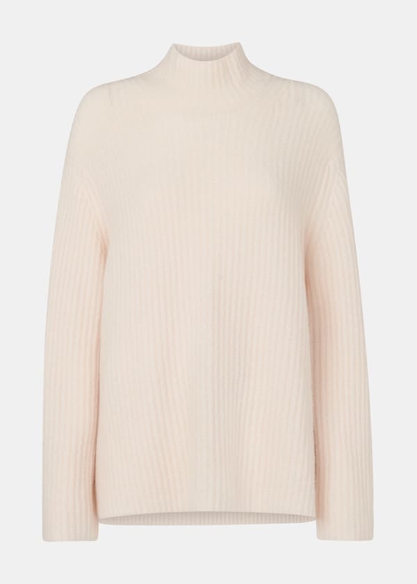 Ivory Wool Mix Rib Mock Neck