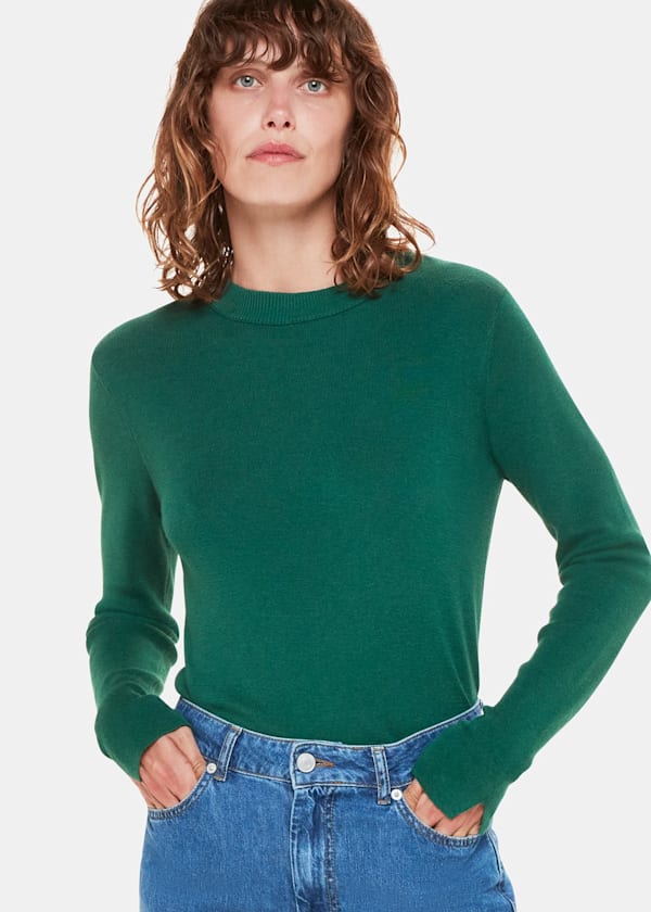 Dark Green Mia Fitted Crew Neck Knit