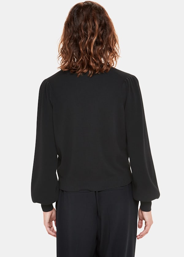 Black Puff Sleeve Cardigan