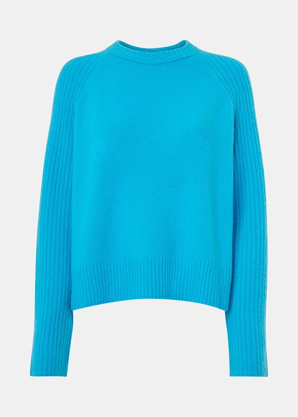 Turquoise Anna Wool Mix Crew Sweater