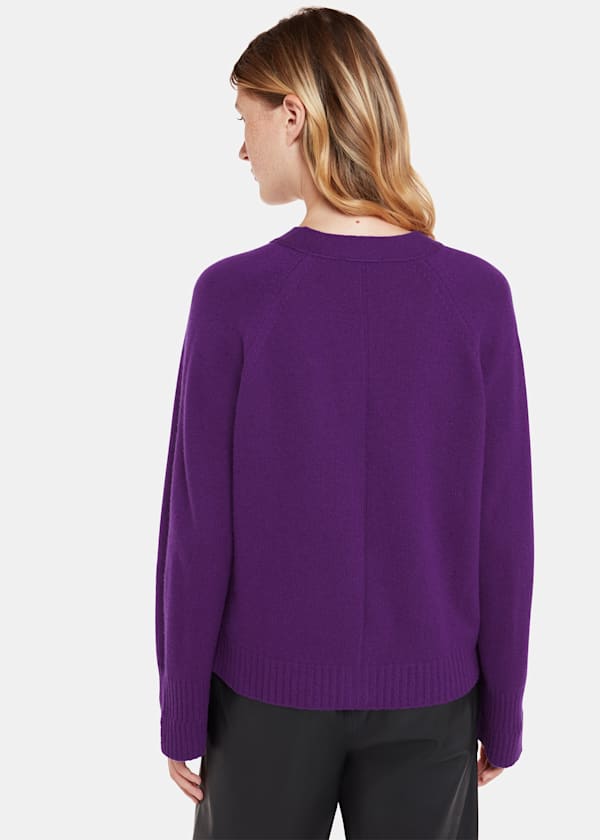 Purple Wool Relaxed Pocket Cardigan
