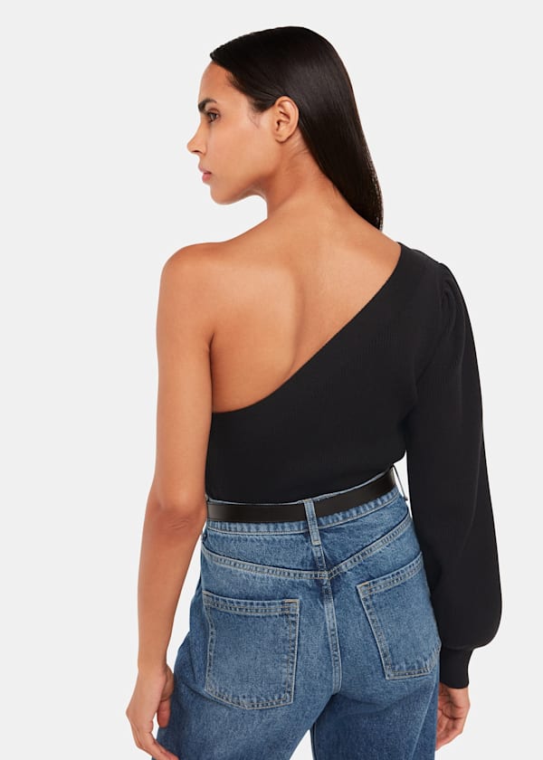 Black One Shoulder Sweater