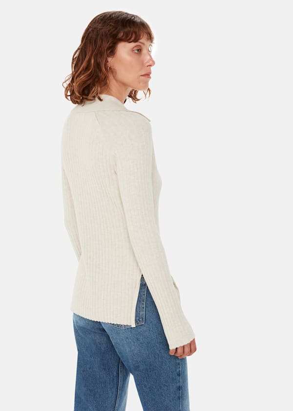 Neutral Zip Polo Knit