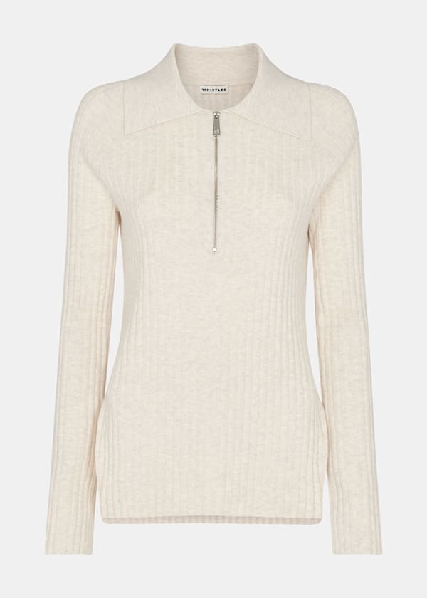Neutral Zip Polo Knit