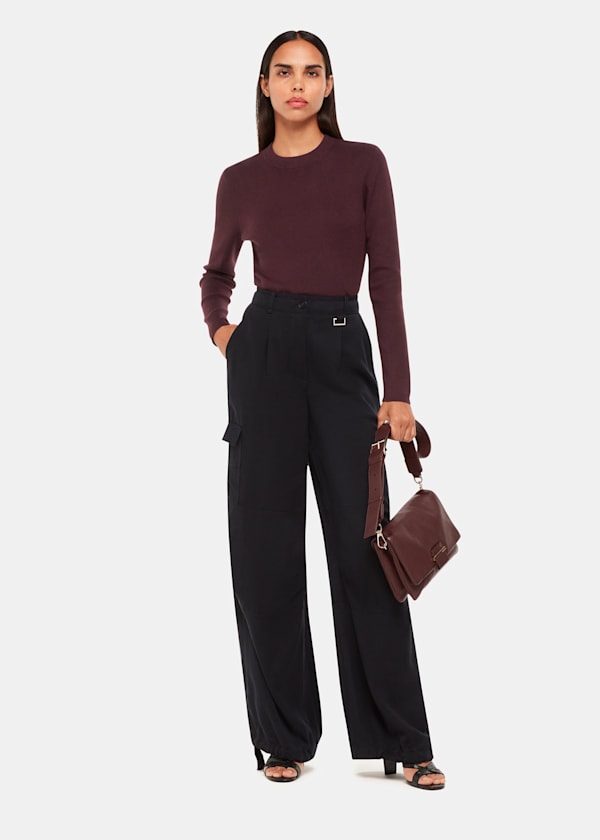 Burgundy Keyhole Back Crew Neck Sweater