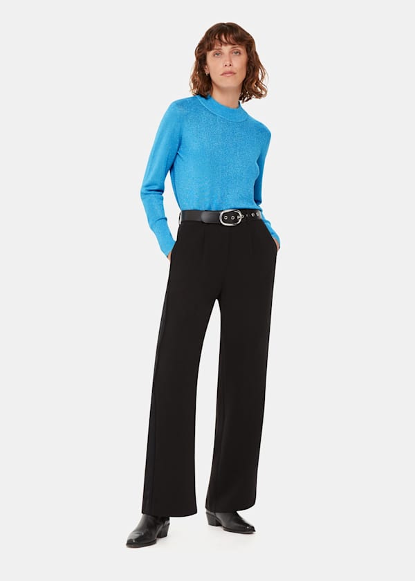 Pale Blue Sparkle High Neck Knit
