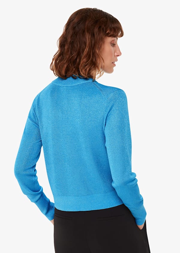 Pale Blue Sparkle High Neck Knit