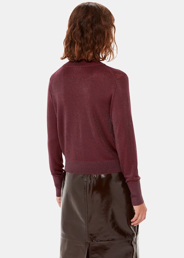 Burgundy Sparkle High Neck Knit