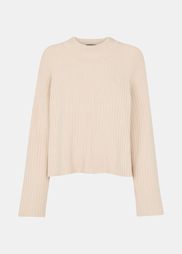 Ivory Cotton Rib Crew Neck Sweater