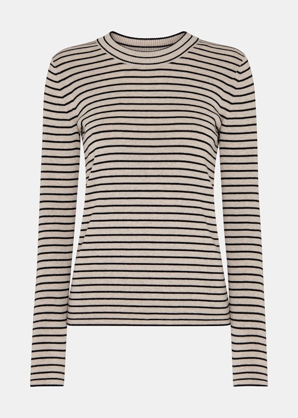 Black Fine Crew Stripe Knit