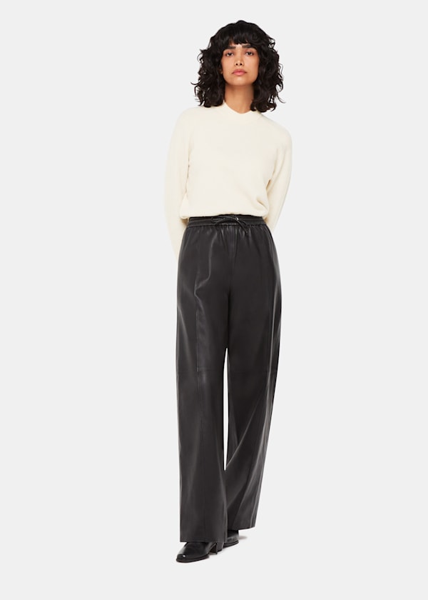 Ivory Wool Textured Crew Neck Knit
