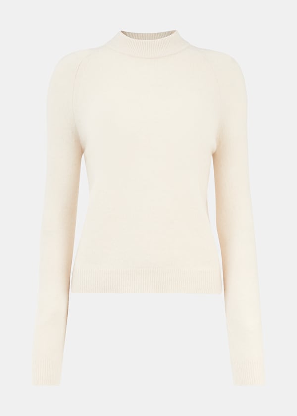 Ivory Wool Textured Crew Neck Knit