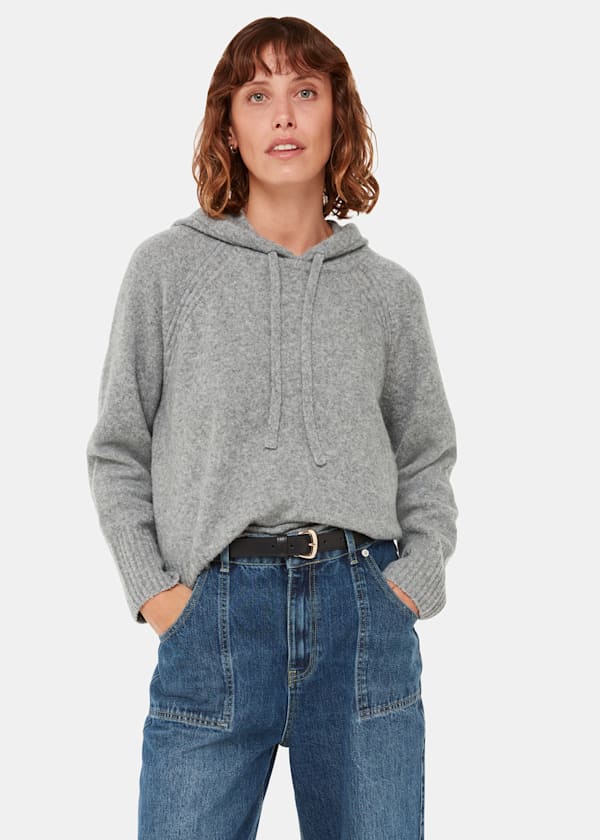 Grey Textured Hooded Sweater