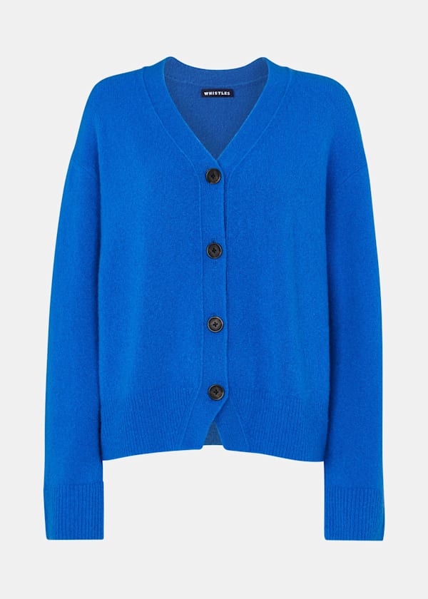 Blue Textured Wool Mix Cardigan
