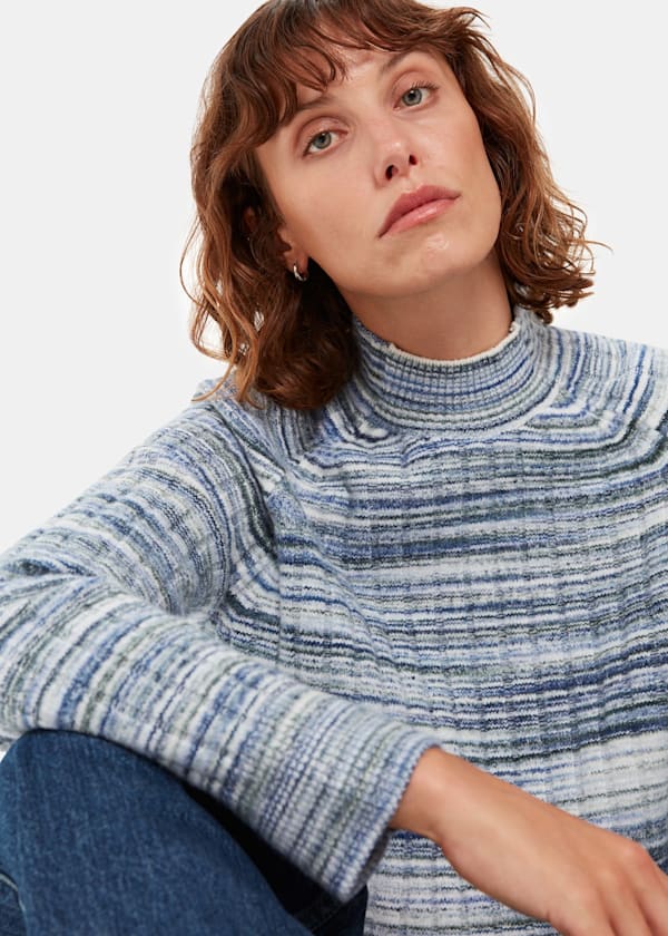 Blue Space Dye Funnel Neck