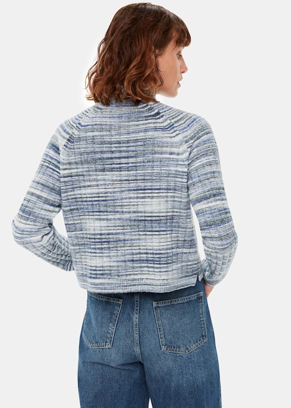 Blue Space Dye Mock Neck