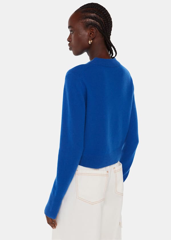 Cobalt Blue Wool Cropped Sweater