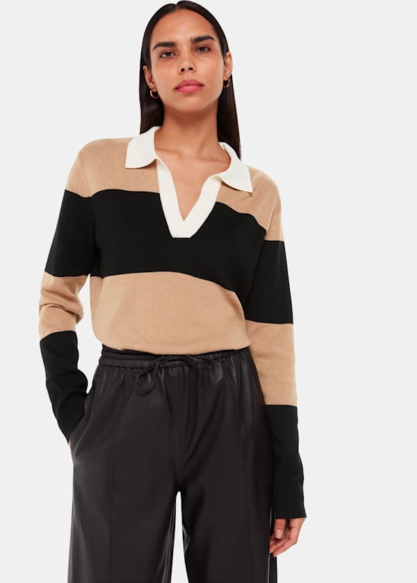 Black Stripe Rugby Knitted Shirt