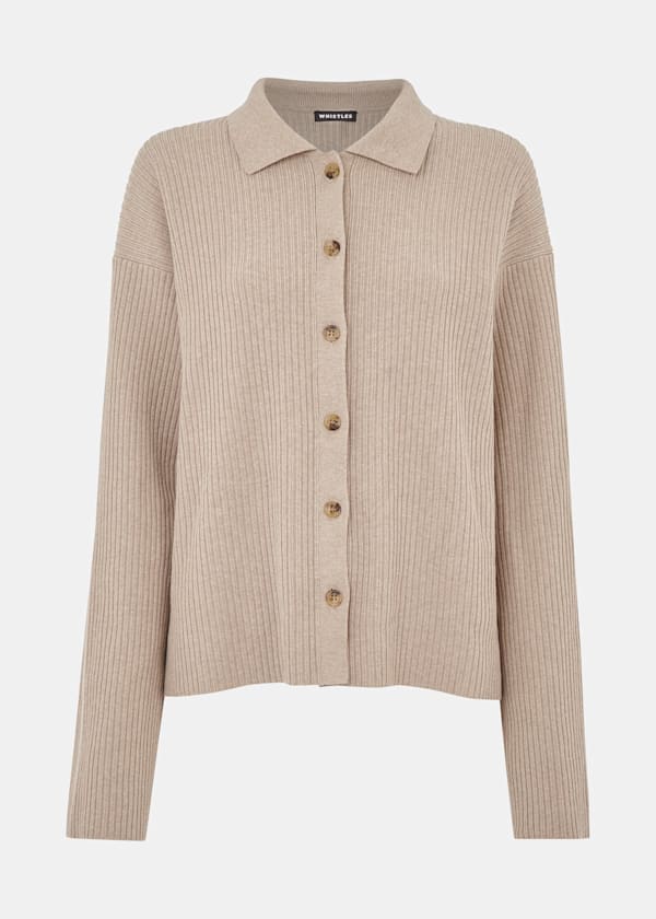 Oatmeal Rib Collar Cardigan
