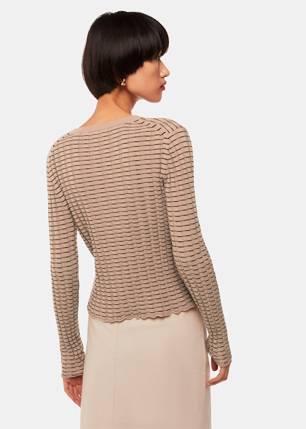 Black Carla Ribbed Detail Cardigan