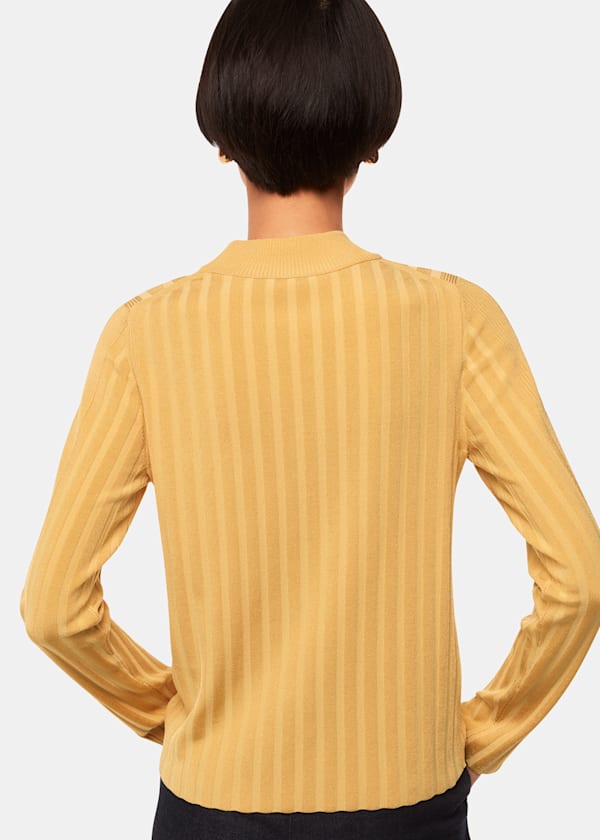 Yellow Ribbed Detail Crew Neck Sweater