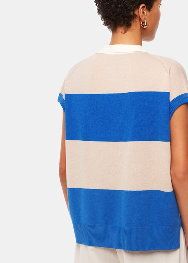 Blue Stripe Lyla Knitted Polo