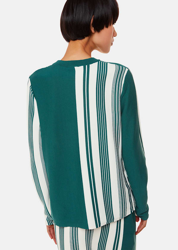Green Stripe Crew Neck Sweater