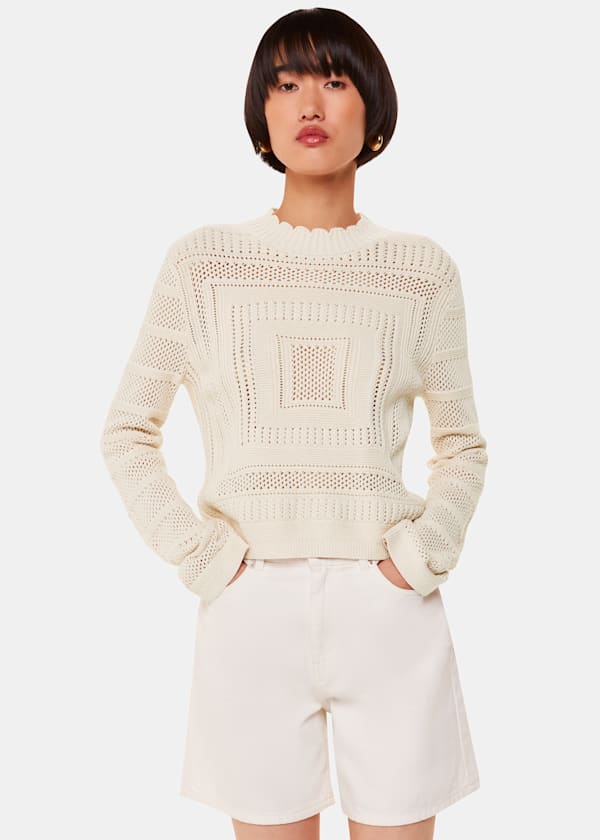 Ivory Crochet Detail Knit
