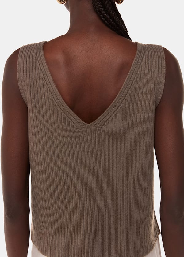 Chocolate Button Front V Neck Tank
